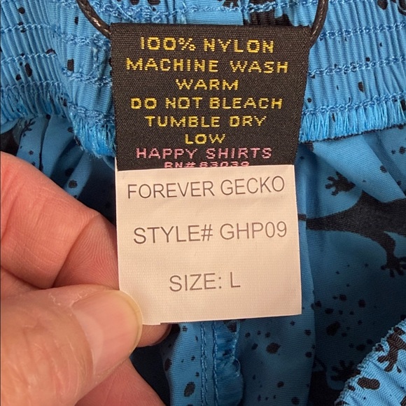 Gecko Hawaii NWT Bright Blue Wave 90s Forever Beach Nylon Pants Size Large - Picture 7 of 9
